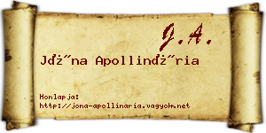 Jóna Apollinária névjegykártya